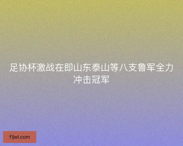 足协杯激战在即山东泰山等八支鲁军全力冲击冠军 足协杯激战在即山东泰山等八支鲁军全力冲击冠军